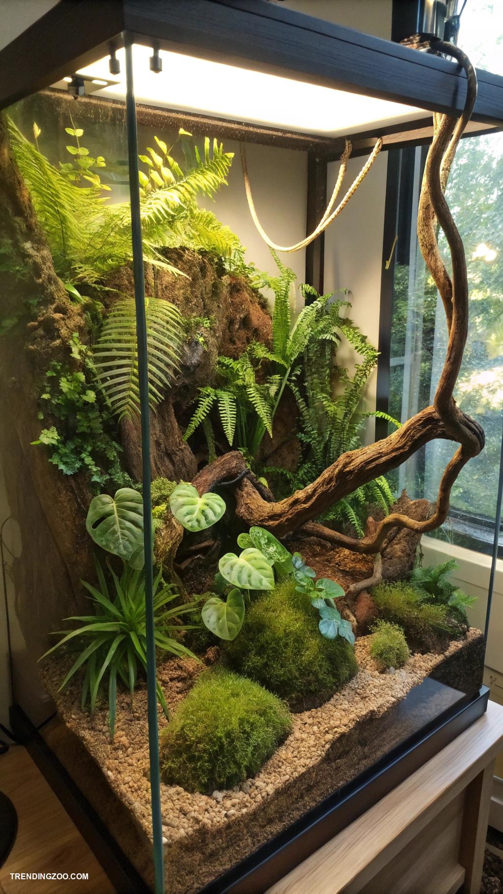 leopard gecko terrarium ideas Artificial jungle with climbing branches