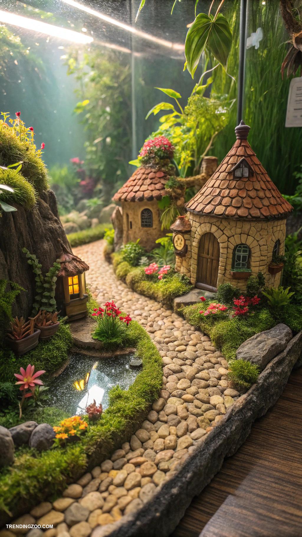 leopard gecko terrarium ideas Miniature fairy tale village theme