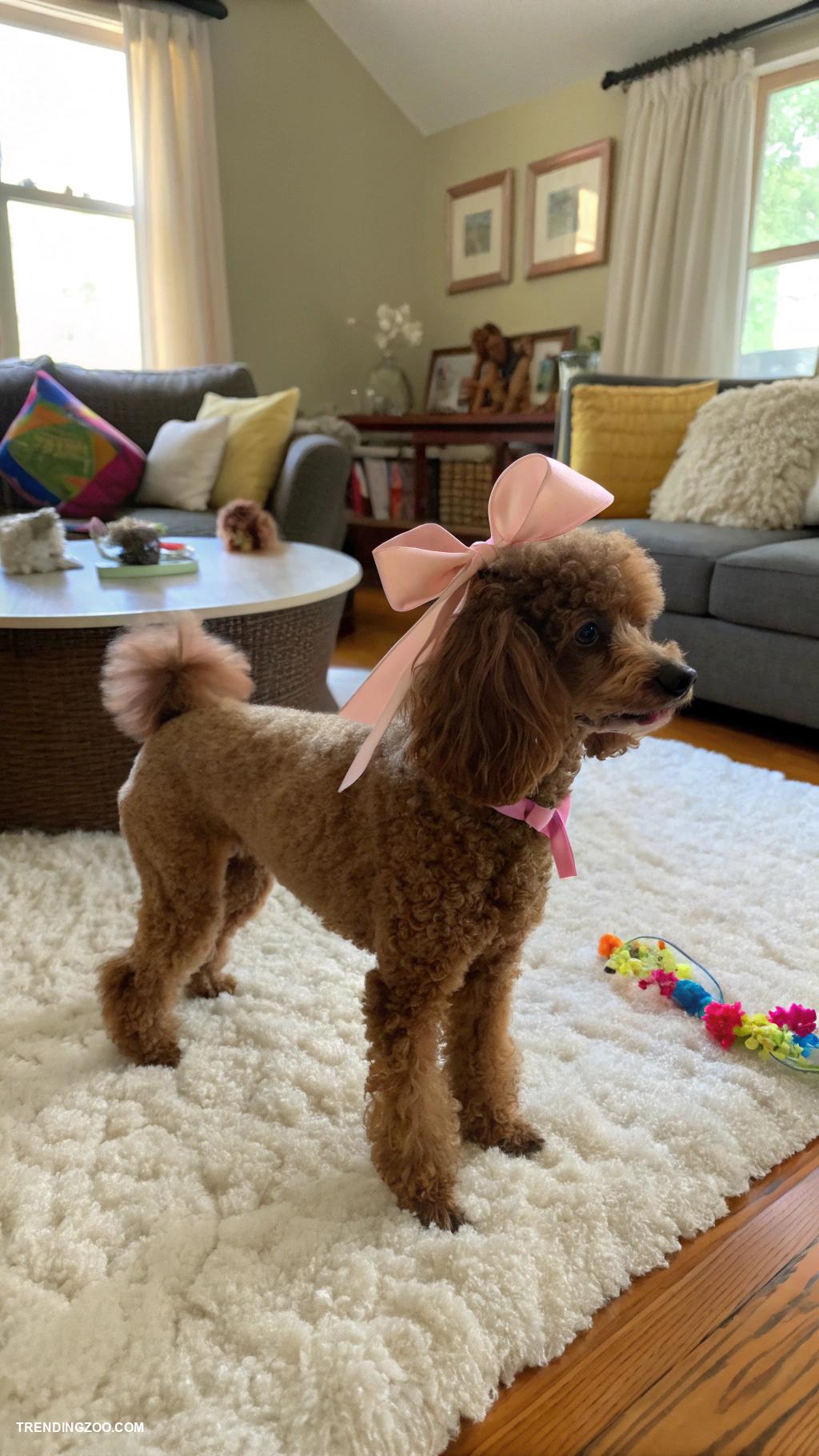 toy poodle haircut styles Whimsical curly topknot