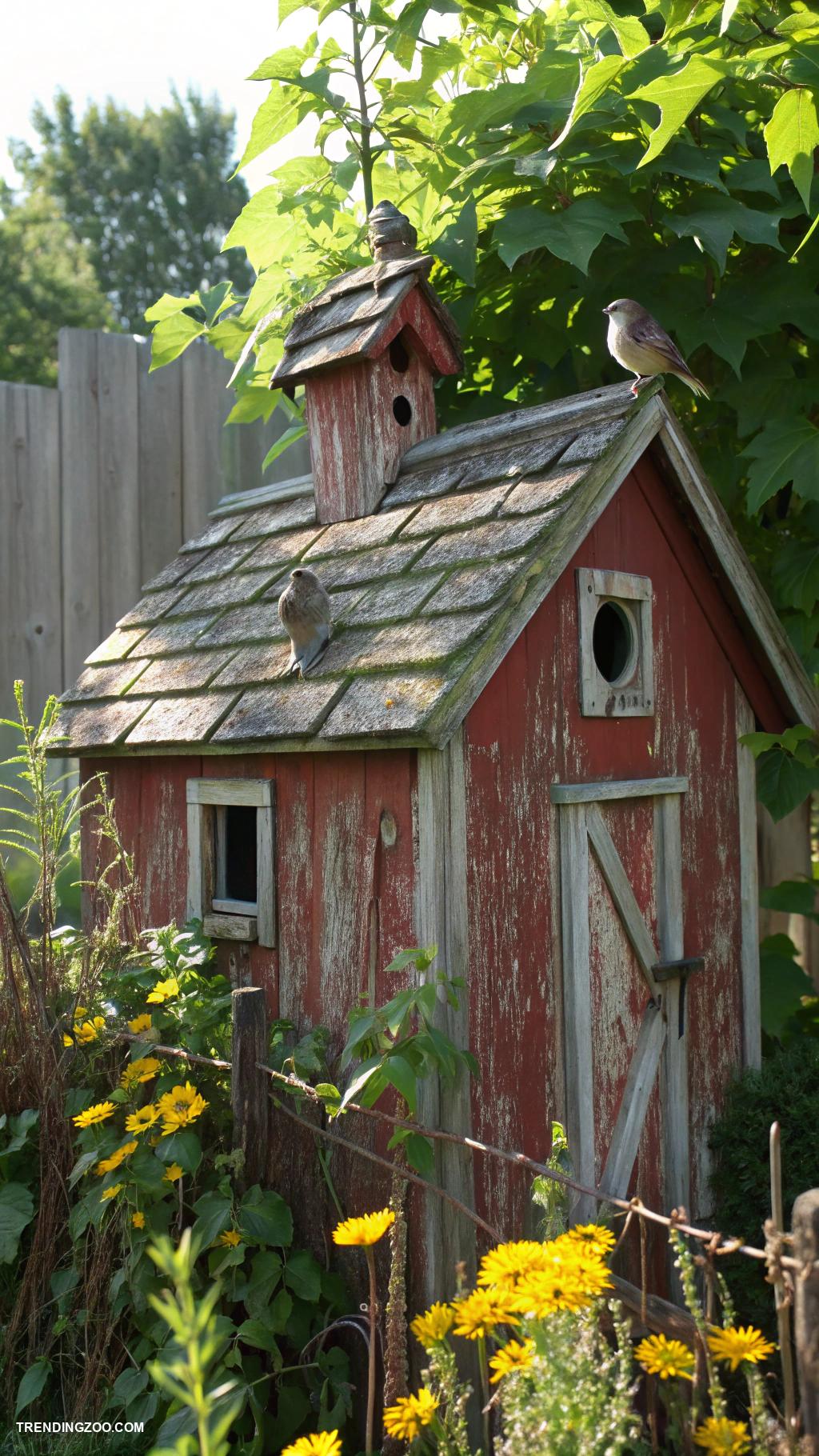 bird house painting ideas Rustic barn style with chipped paint