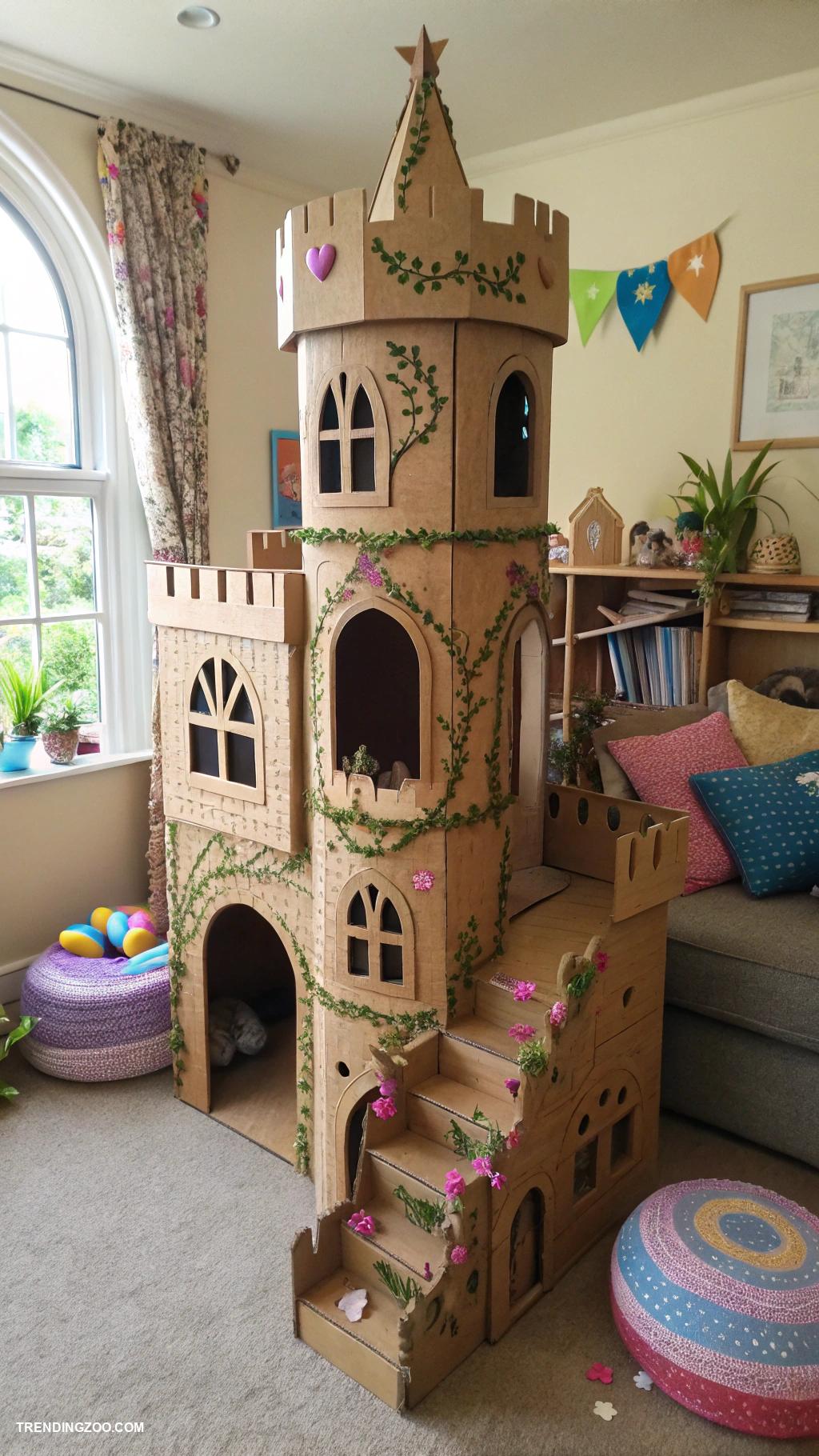 cardboard cat house diy Cardboard castle with multiple exploration levels