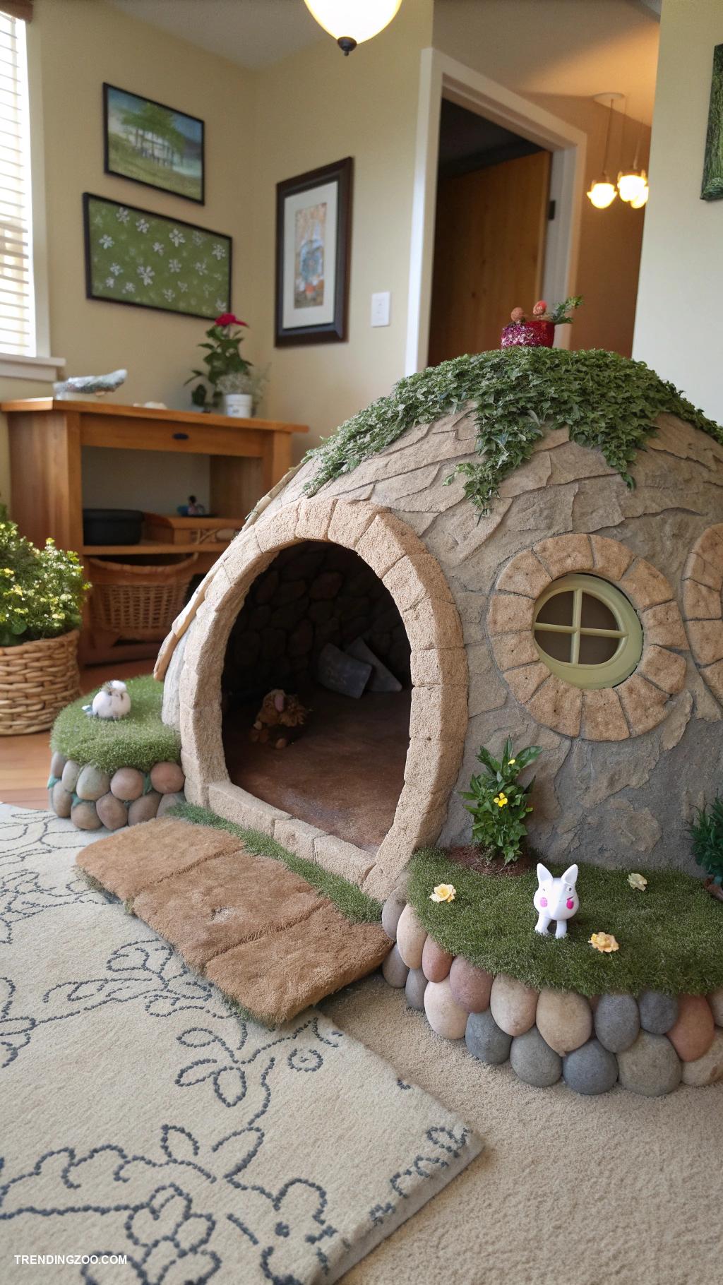 cardboard cat house diy Cave style house with cozy entrance tunnel
