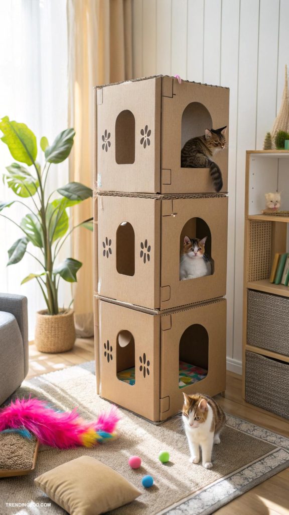 cardboard cat house diy Modular cardboard condos for adjustable spaces