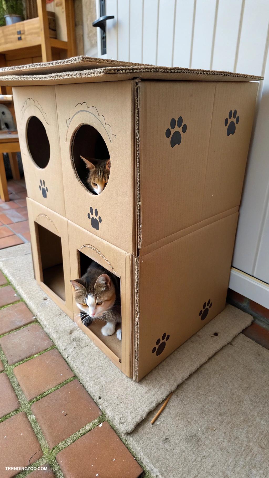 cardboard cat house diy Simple cardboard box with peek a boo holes