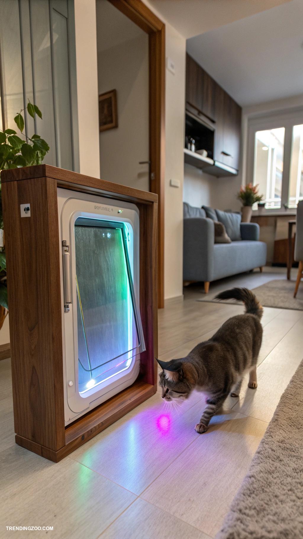 cat door ideas Color changing LED illuminated cat door