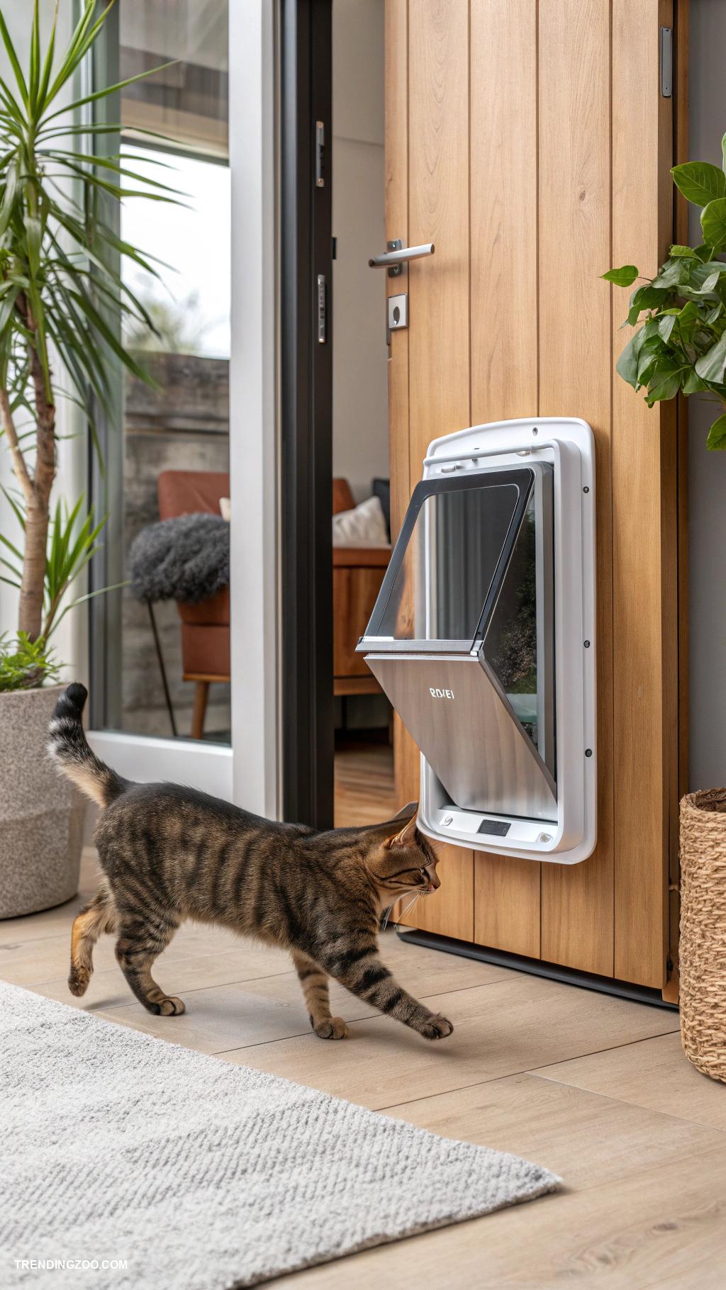 cat door ideas Magnetic flap door for easy access