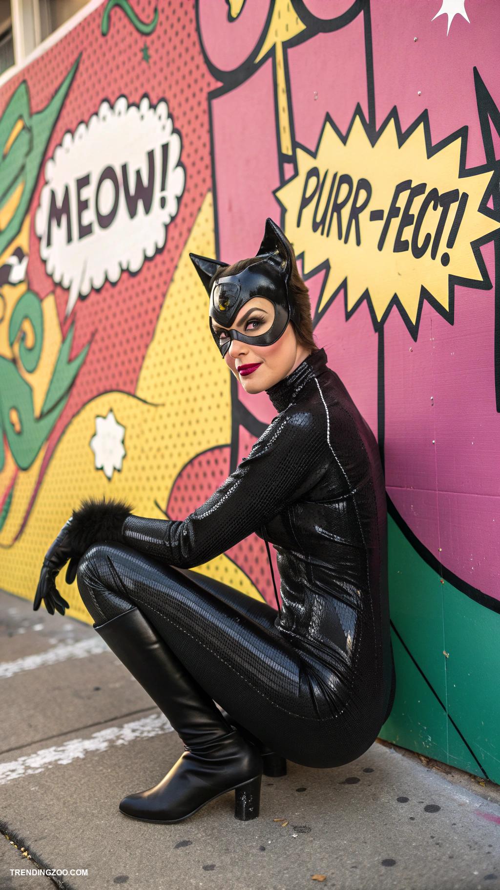 cat woman costumes Retro Pop Art Catwoman with bold colors