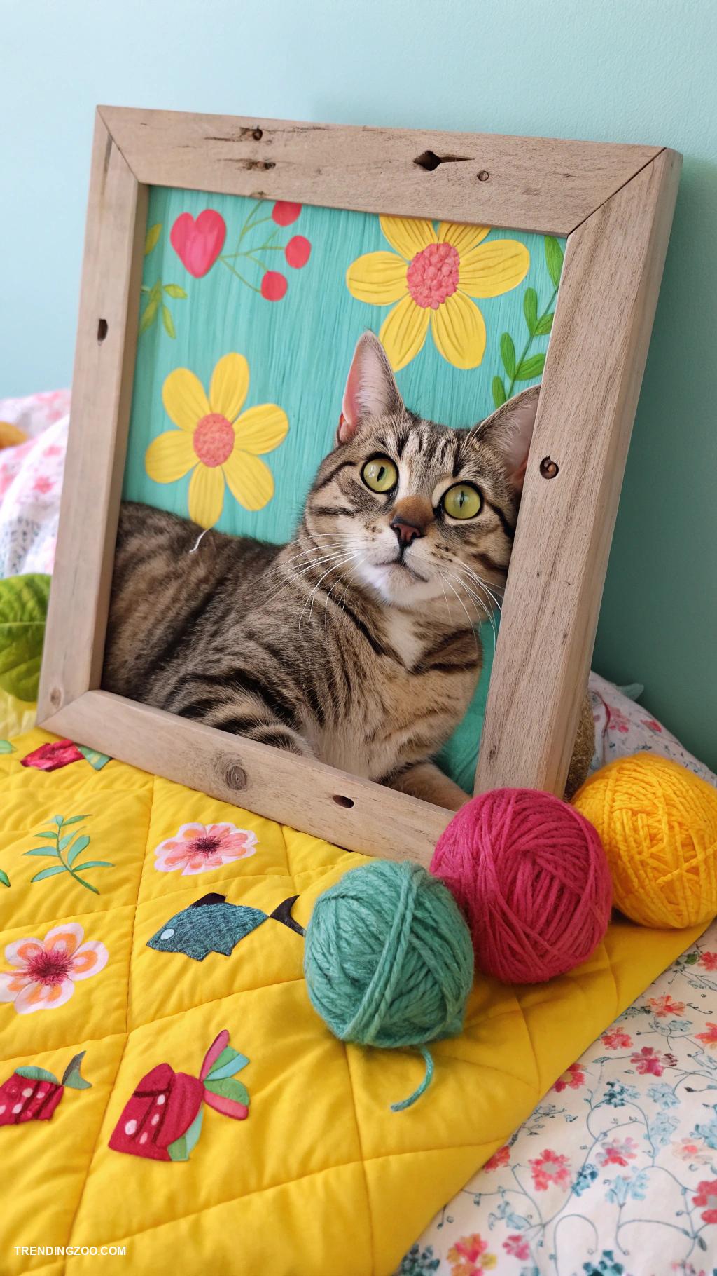 cats diy projects Custom cat portrait wall art
