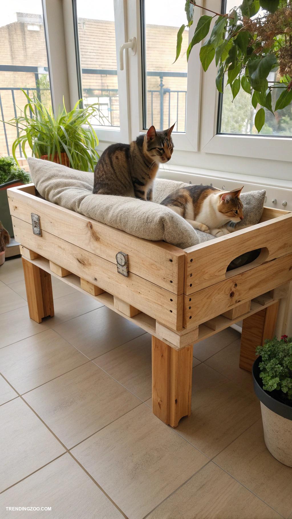 cats diy projects Elevated cat bed from wood pallets