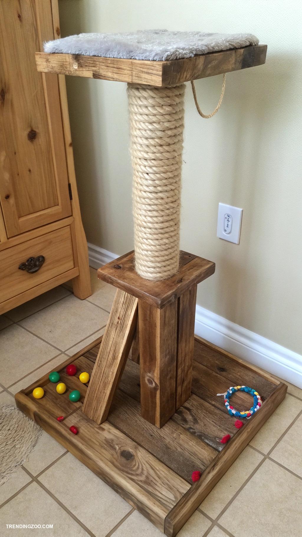 cats diy projects Homemade scratching post with sisal rope