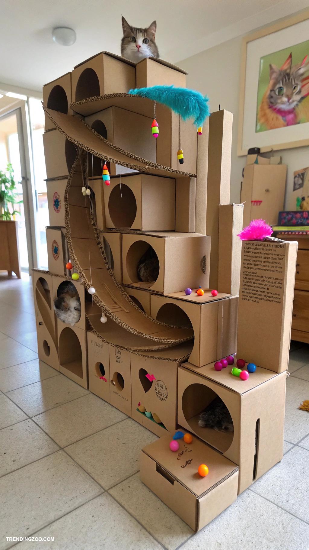 cats diy projects Interactive cardboard cat maze