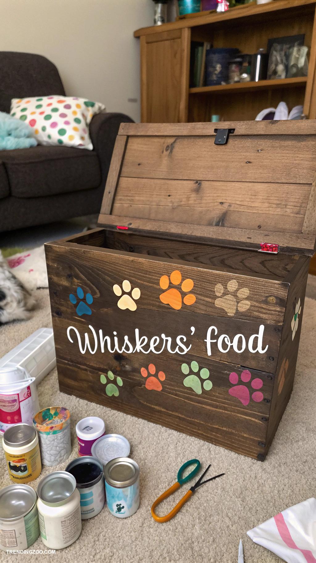 cats diy projects Personalized cat food storage container