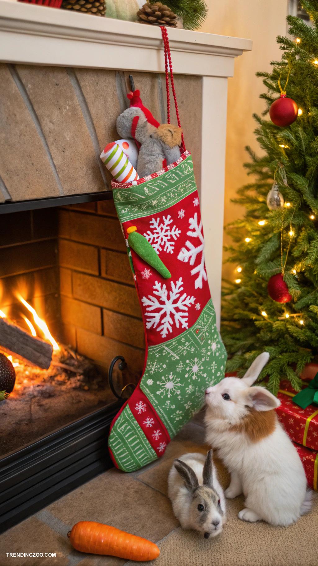 christmas animals Bunny stocked stocking with chewable toys