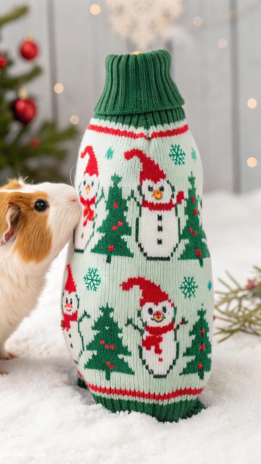 christmas animals Christmas sweater for guinea pigs with snowmen
