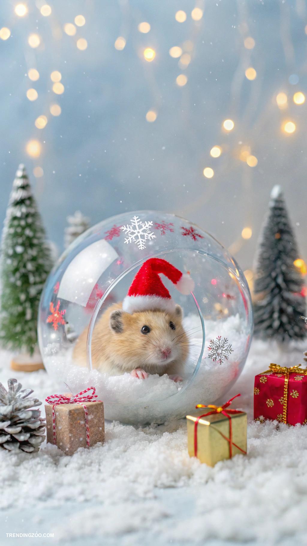 christmas animals Hamster holiday hamster ball with snowflakes