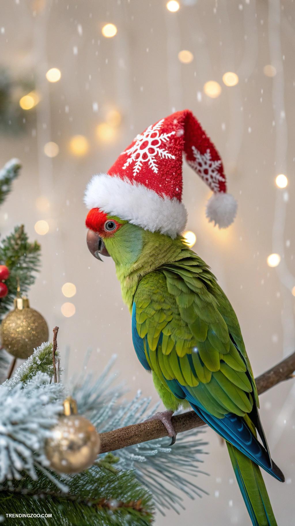 christmas animals Parrot Christmas hat for festive photos