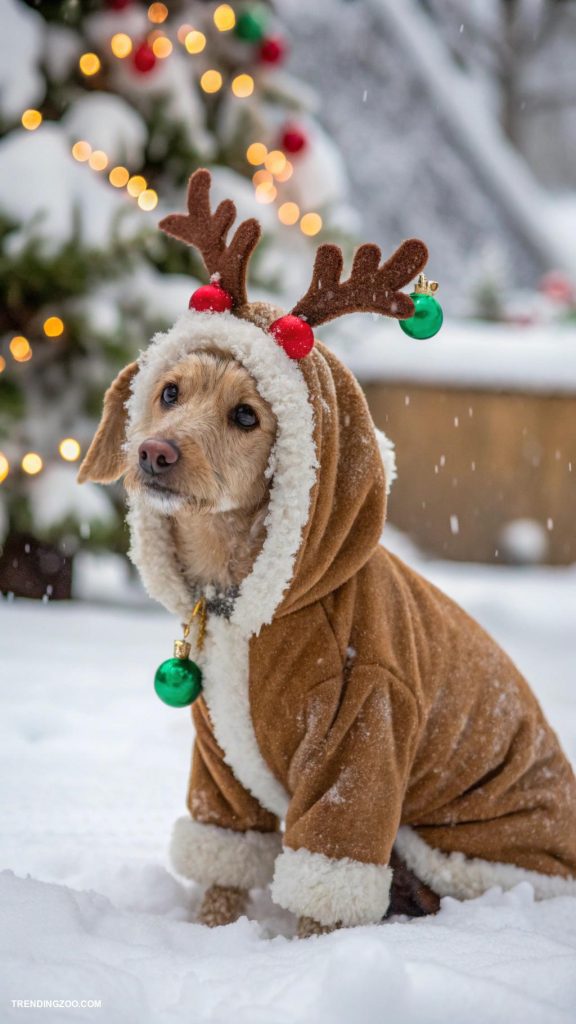 christmas animals Reindeer themed dog costume for Christmas cheer