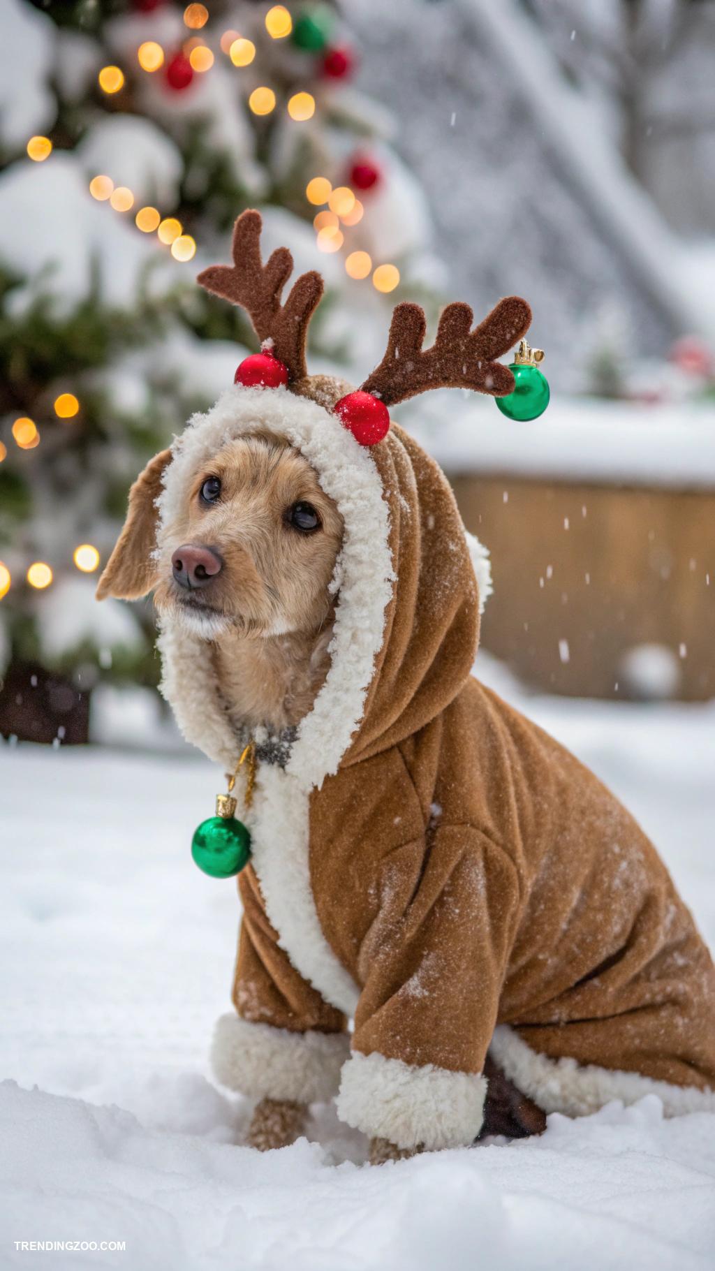 christmas animals Reindeer themed dog costume for Christmas cheer