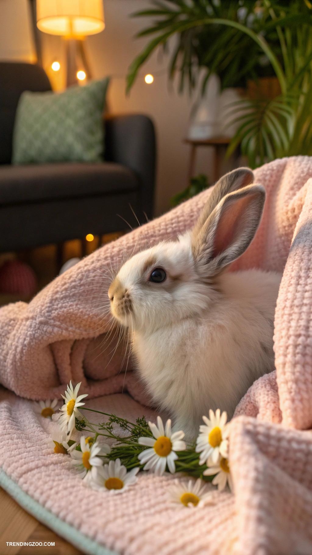 cute bunny pictures Bunny nestled in a cozy blanket