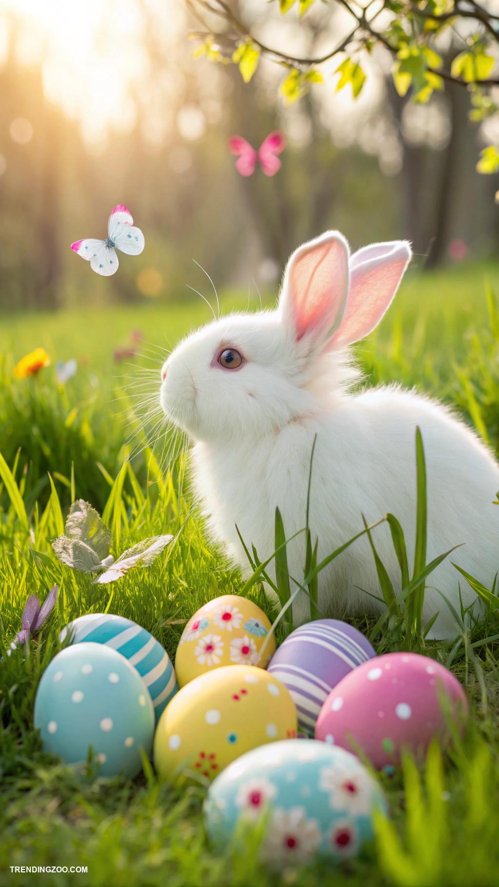 cute bunny pictures Bunny surrounded by Easter eggs