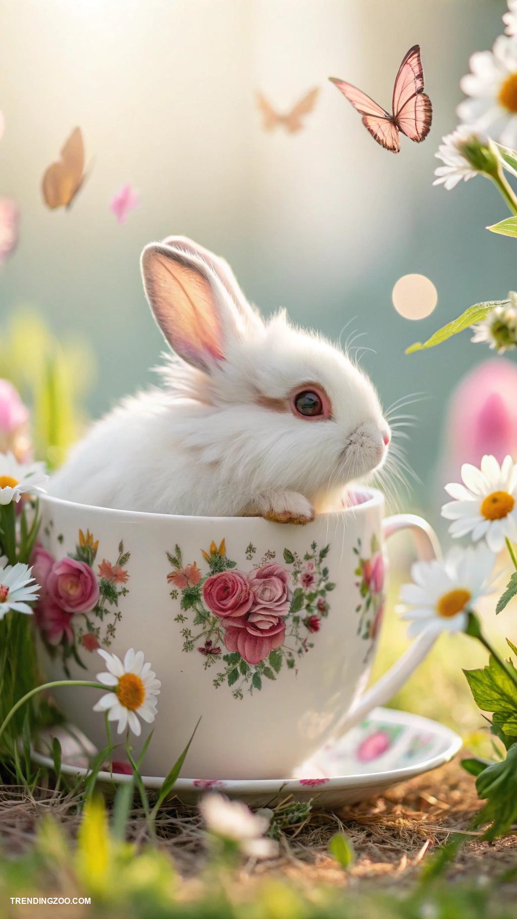 cute bunny pictures Rabbit peeking from a teacup
