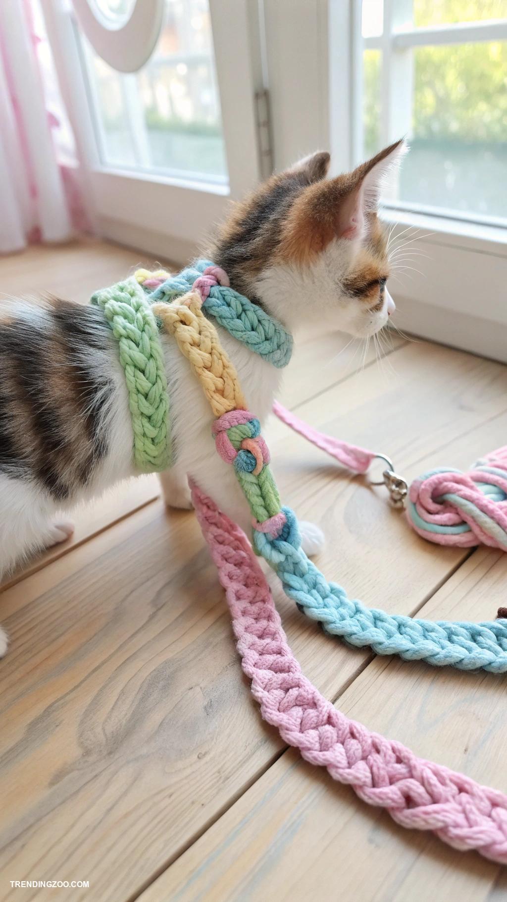 diy kitten harness Finger knit harness for a soft touch