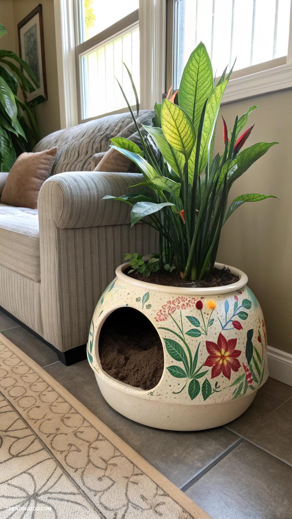 diy kitten litter box ideas Potted plant disguise for litter box