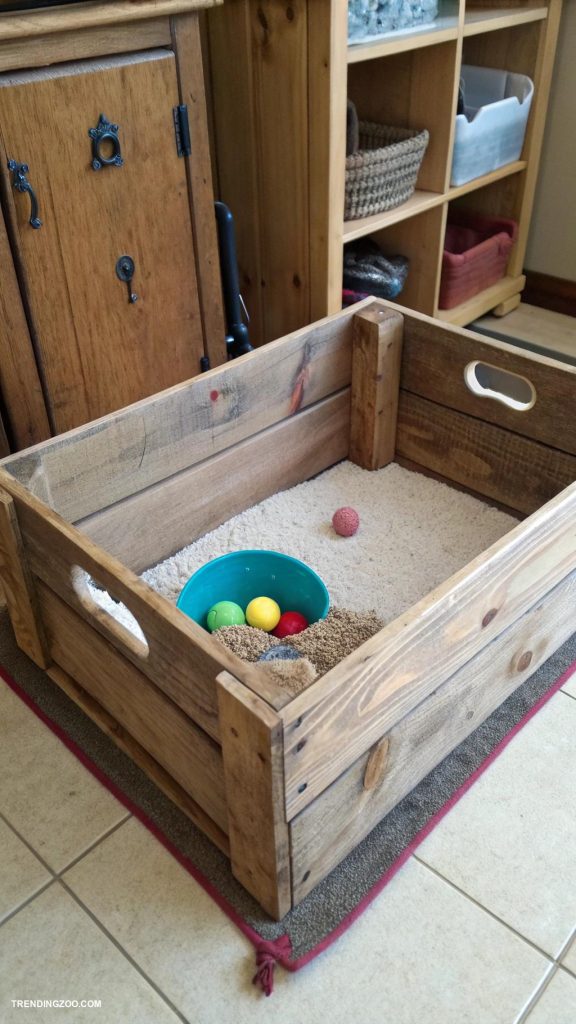 diy kitten litter box ideas Repurposed wooden crate with removable tray