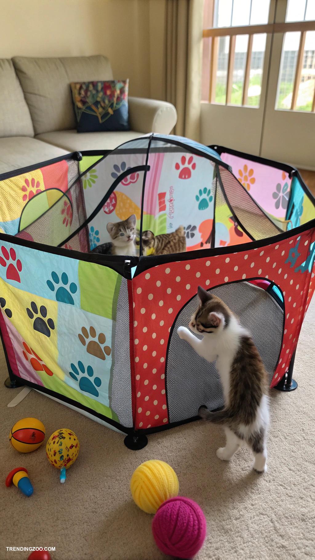 diy kitten playpen Foldable playpen with colorful fabric panels