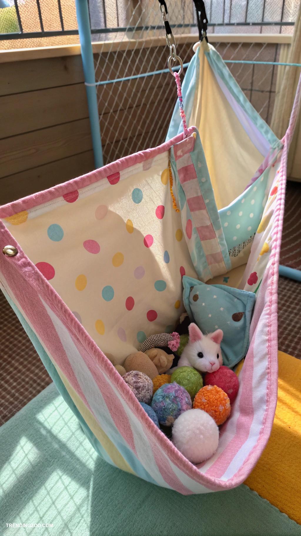 diy kitten playpen Hanging fabric pockets for toys and treats