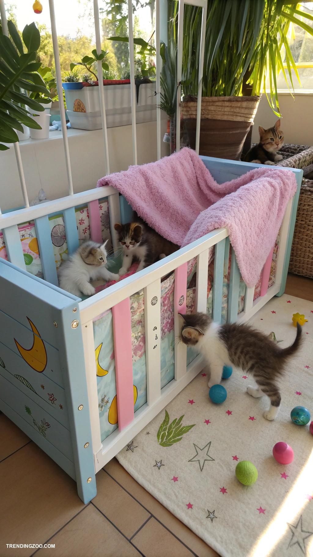 diy kitten playpen Repurposed baby crib turned into playpen