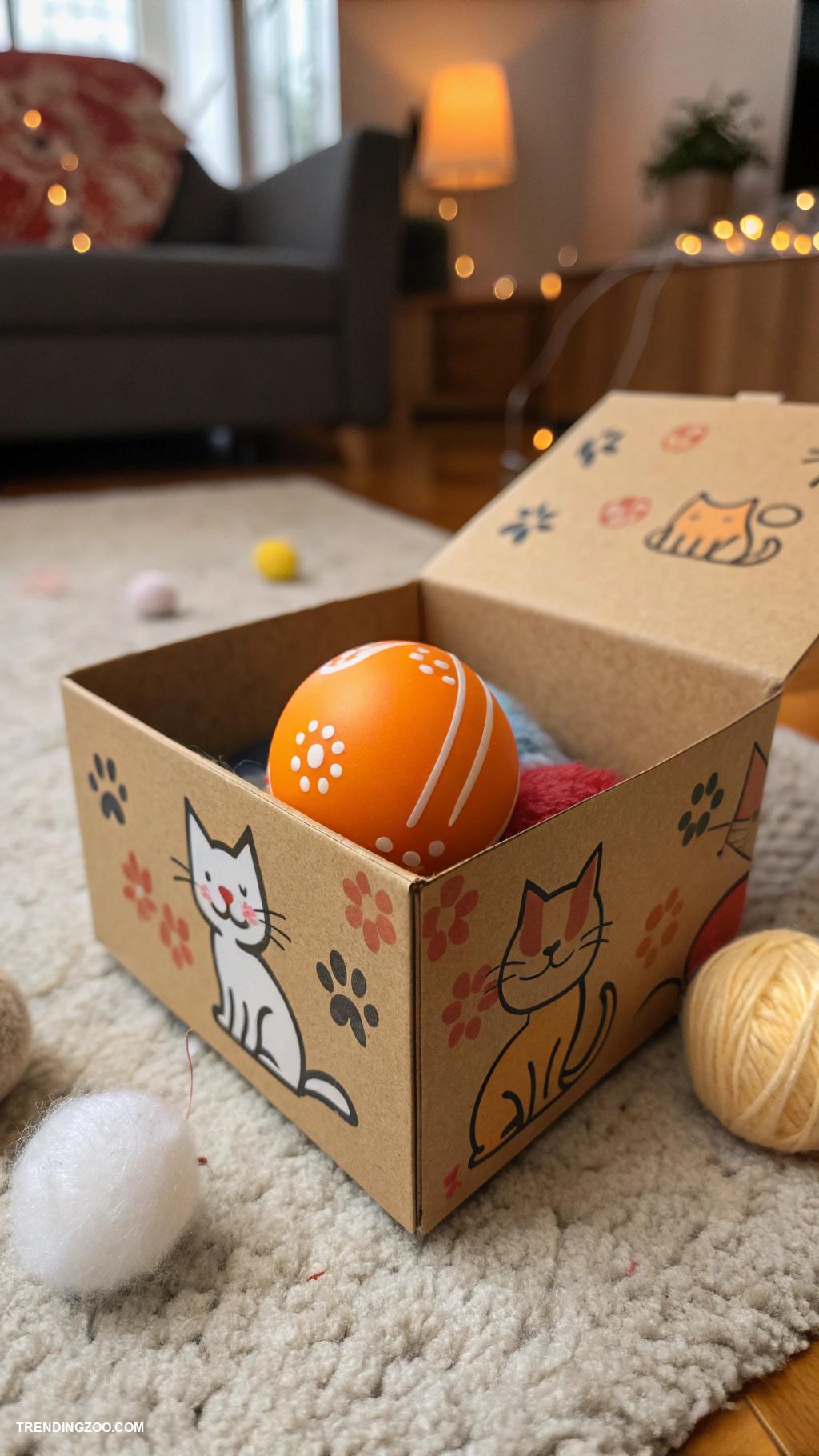 diy kitten toys Ping pong balls in a homemade box