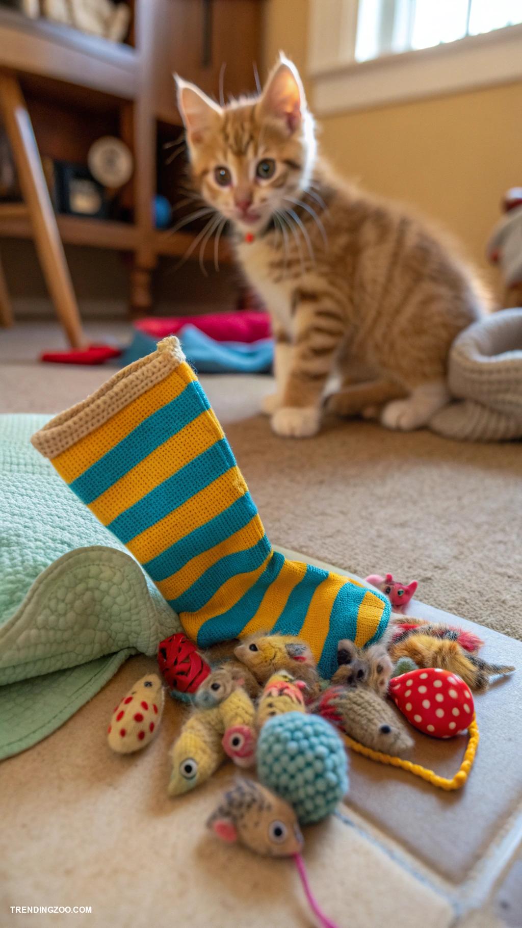 diy kitten toys Socks filled with catnip pouches