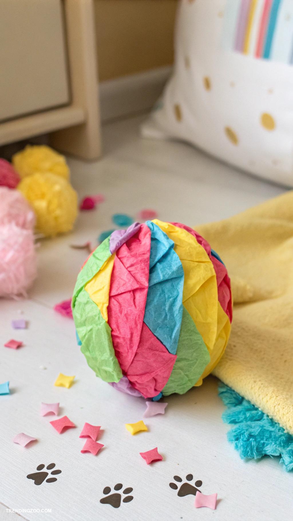 diy kitten toys Tissue paper crinkle toys