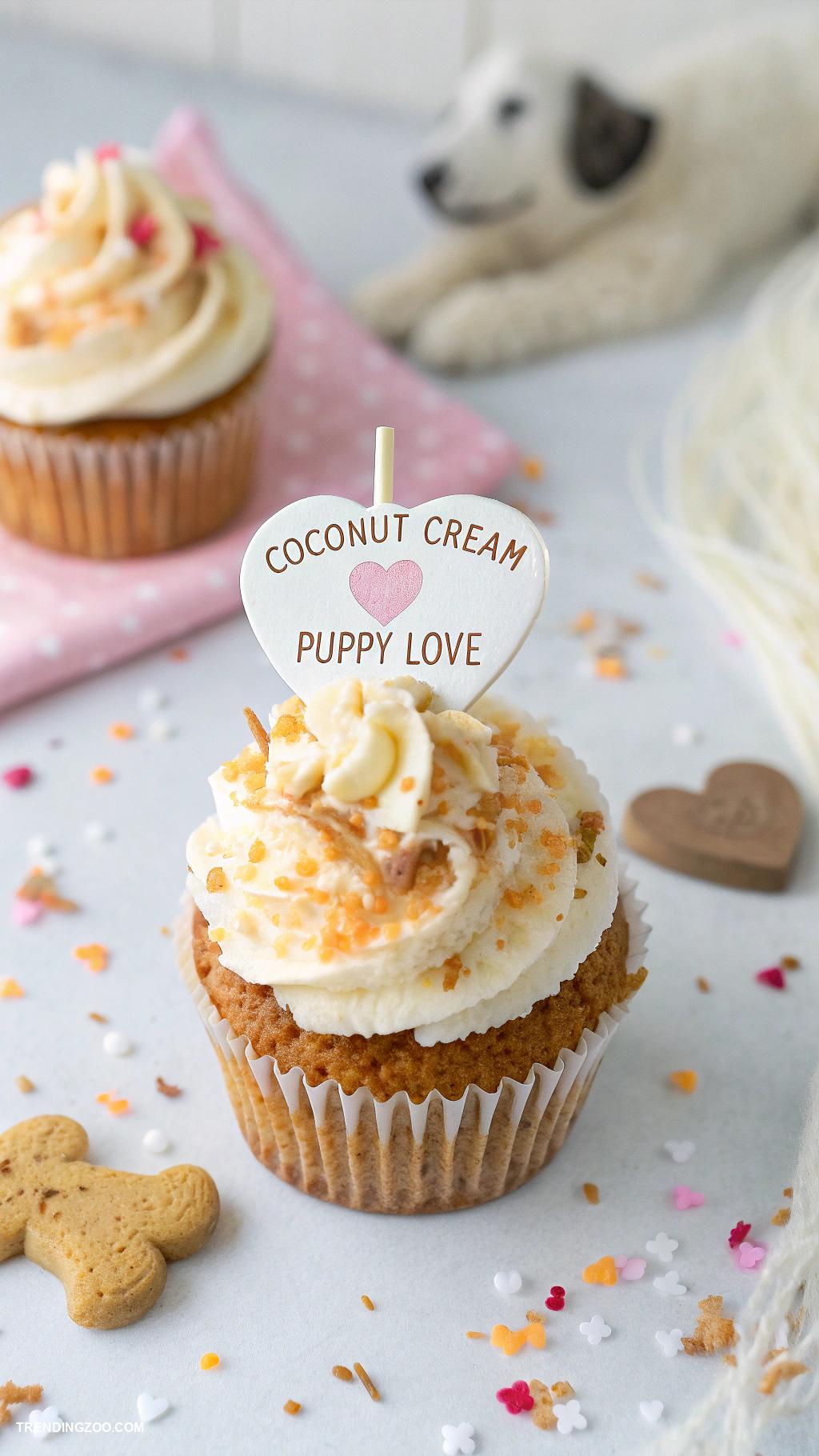 dog themed cupcakes Coconut cream puppy love cupcakes