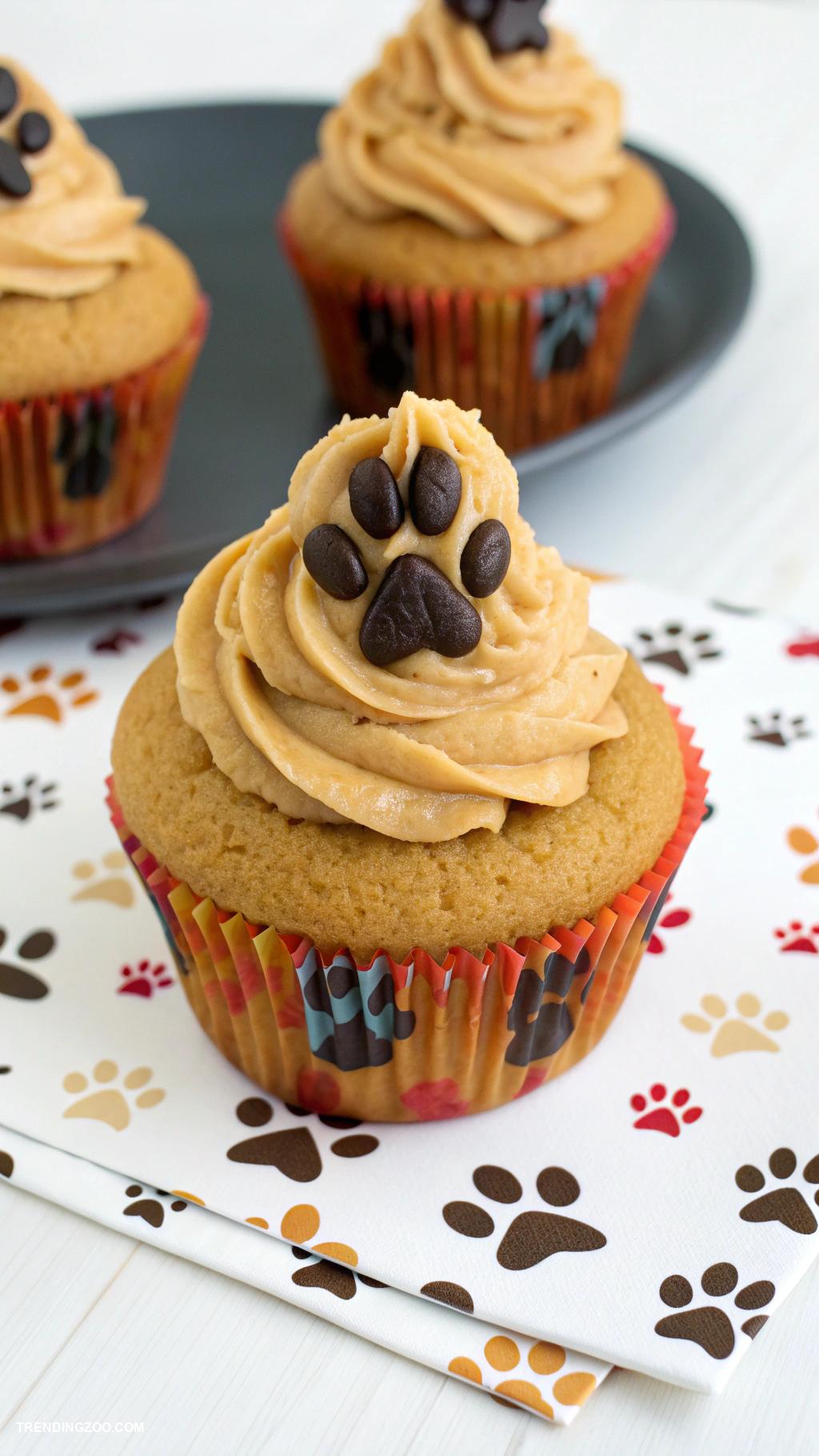 dog themed cupcakes Peanut butter paw print cupcakes