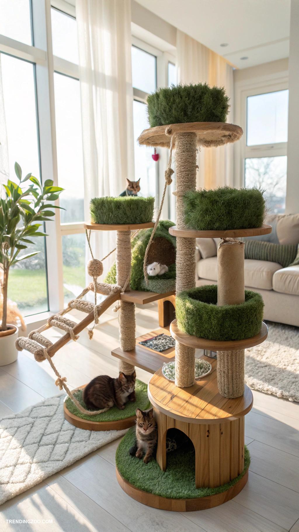 floating cat shelves Cat cliff with multiple tiered platforms