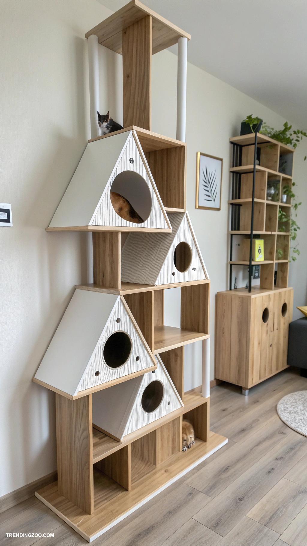 floating cat shelves Multi level shelves with hidden cubby spaces