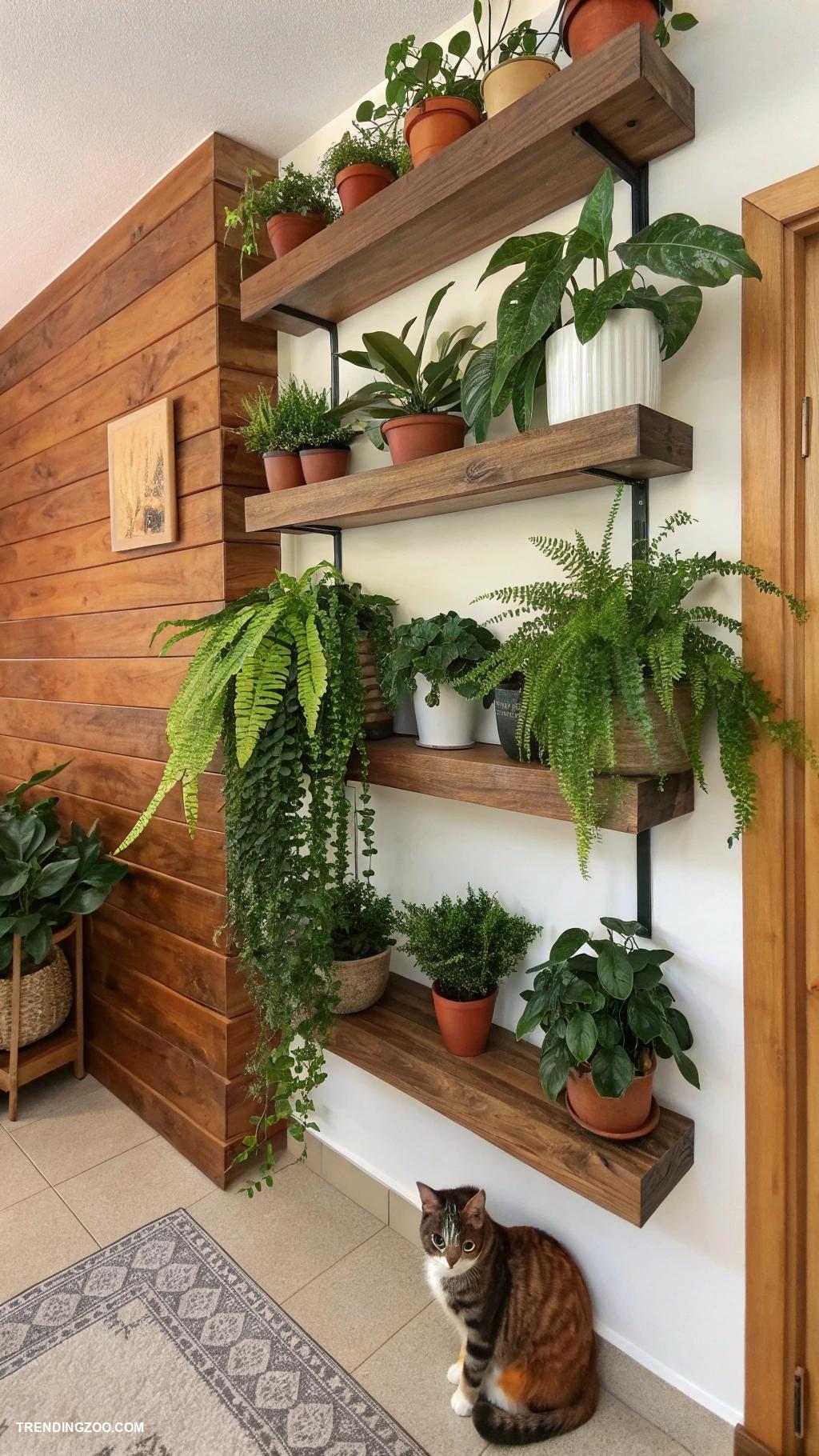 floating cat shelves Potted plant shelves for a jungle feel