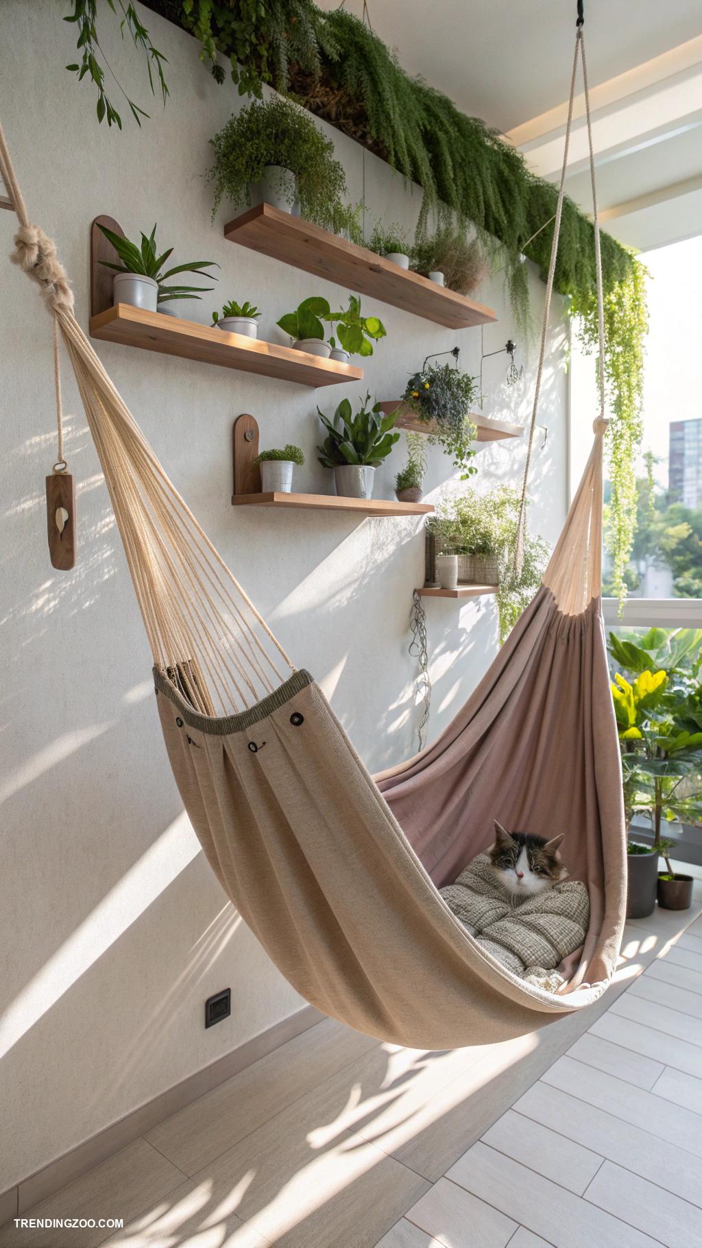floating cat shelves Wall mounted hammock for lounging and napping