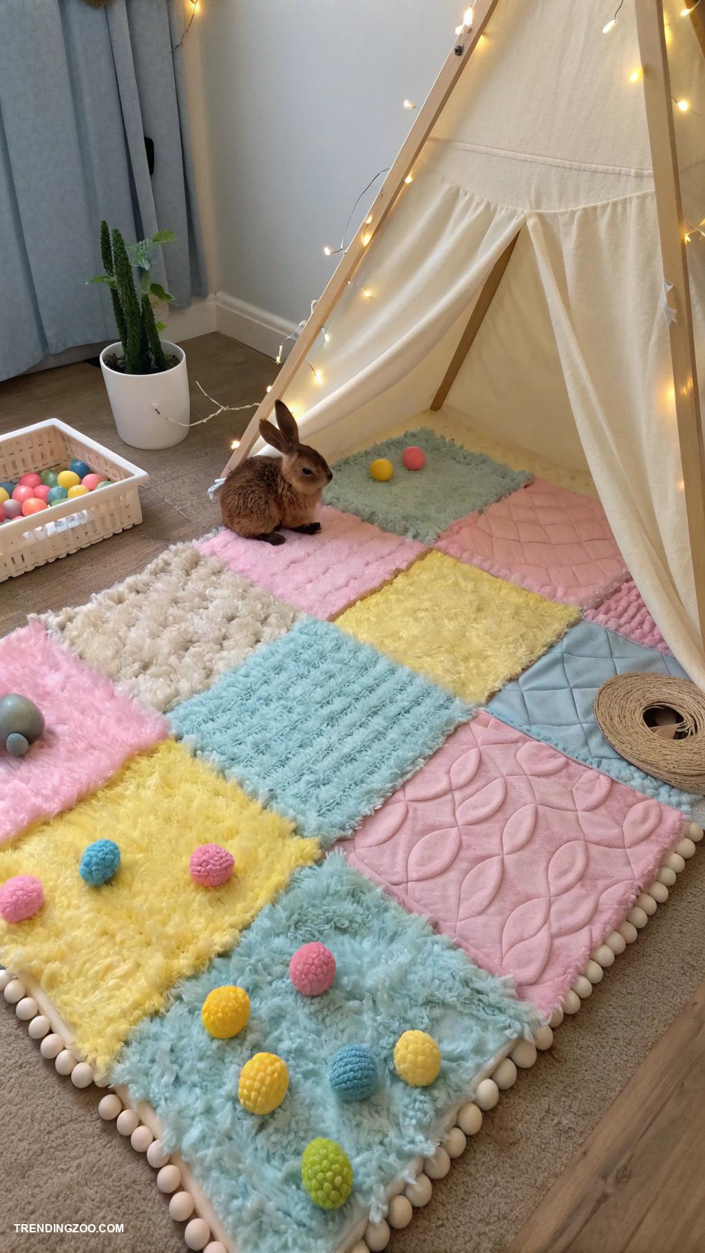indoor bunny habitat ideas Textured mat for sensory play and relaxation