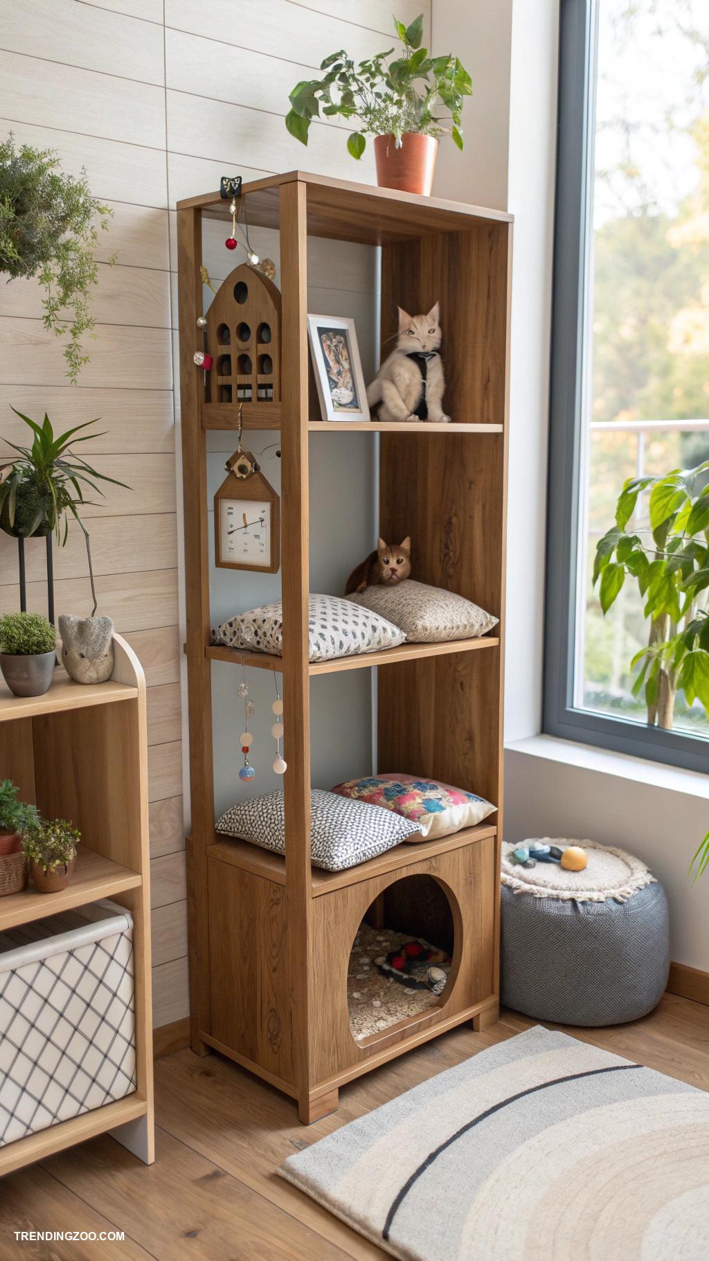 mini cat rooms Bookcase cat shelves and lookout spots