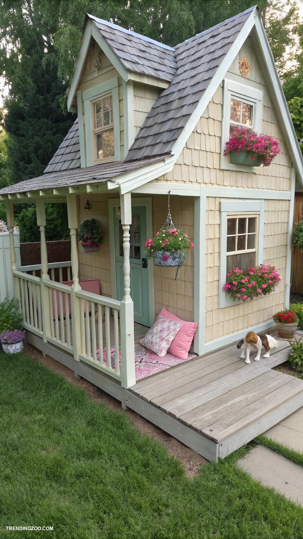 mini cat rooms Cottage style cat house with porch