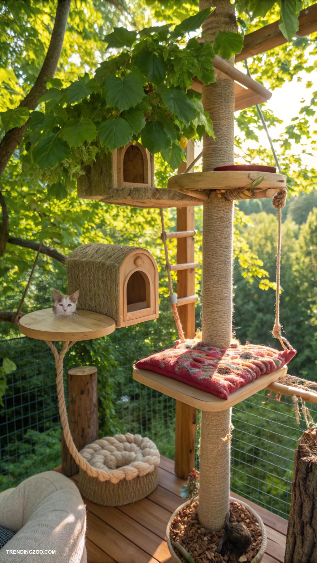 mini cat rooms Treetop cat perch with hanging bridges