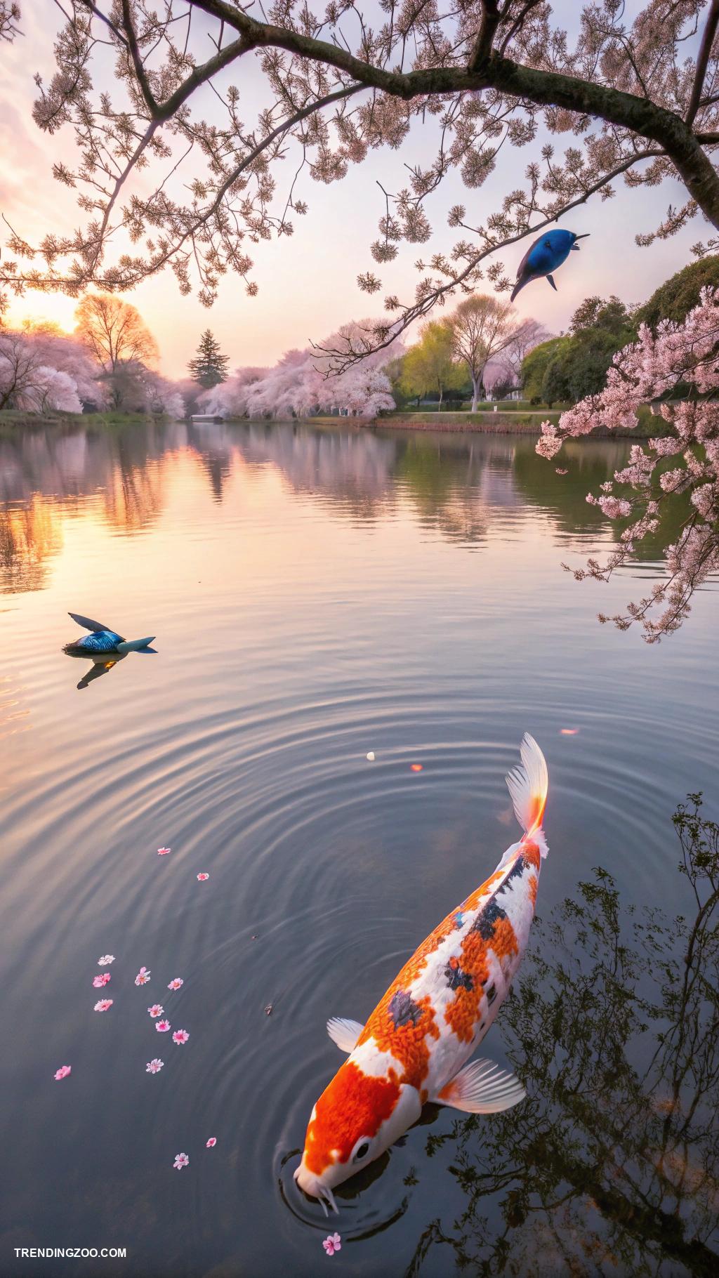 most beautiful birds Japanese Koi fish and tranquil beauty
