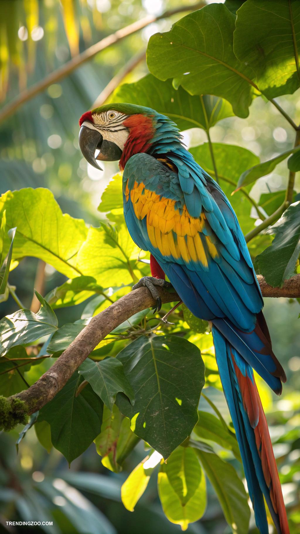 most beautiful birds Rainbow Macaw with vibrant color feathers