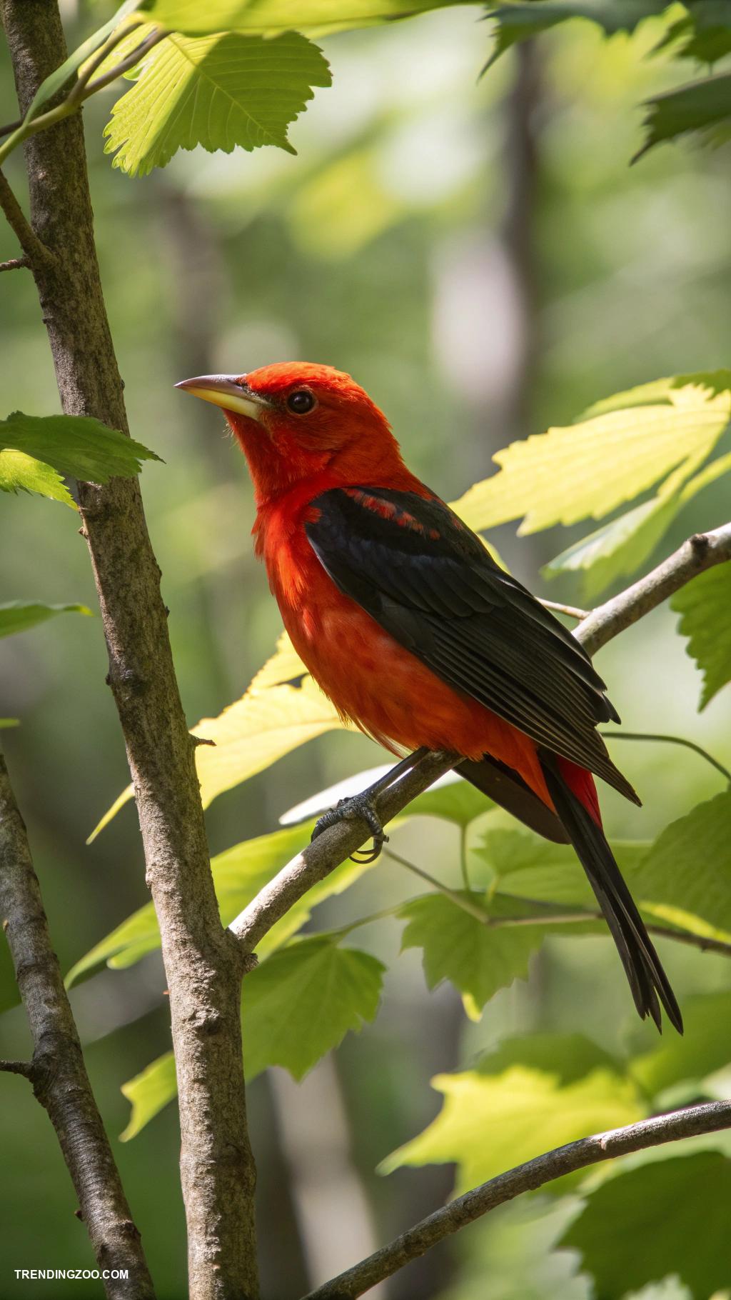 most beautiful birds Scarlet Tanagers striking red and black appearance