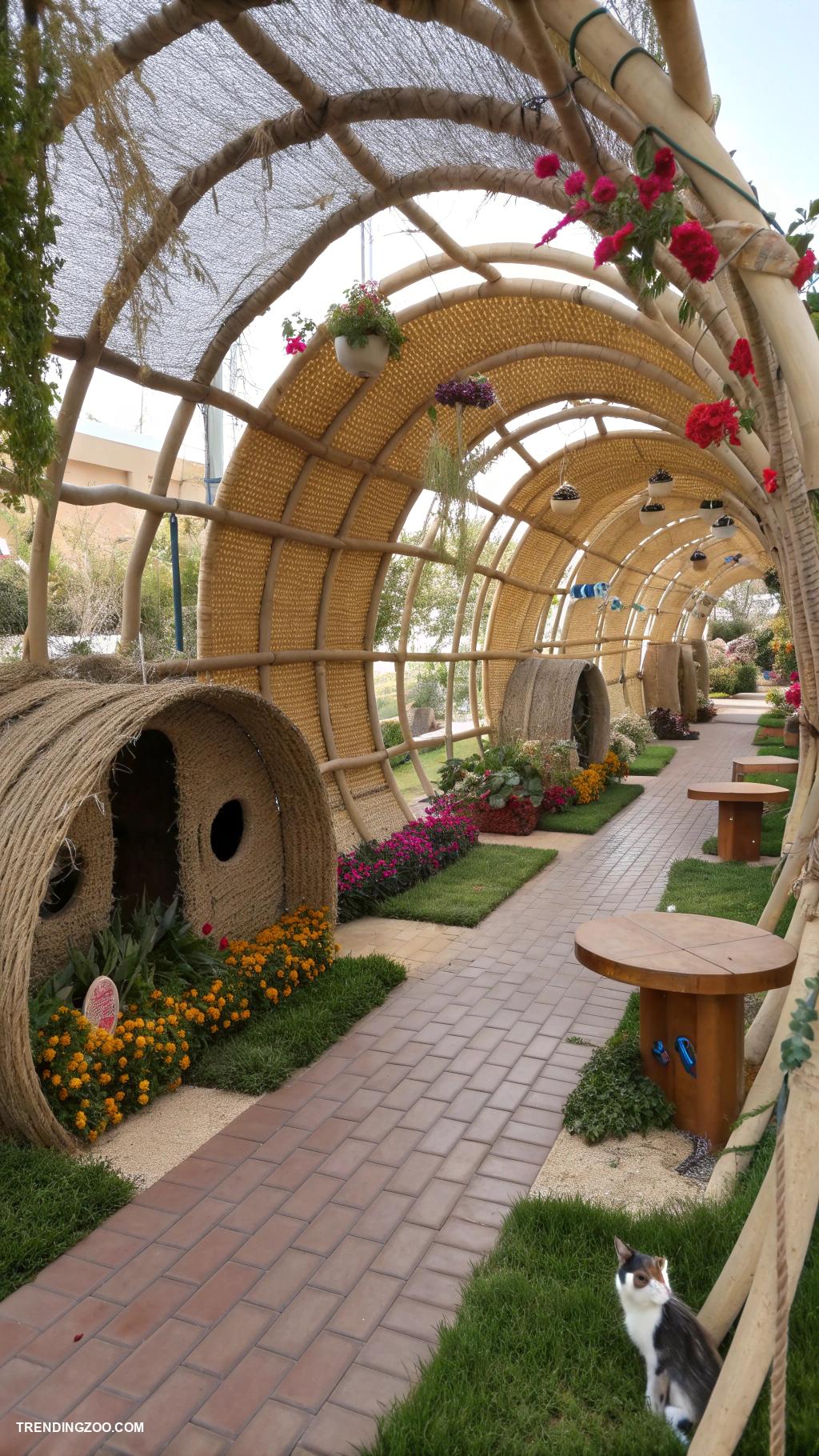 outdoor cat playground ideas Interactive tunnel maze with hiding spots