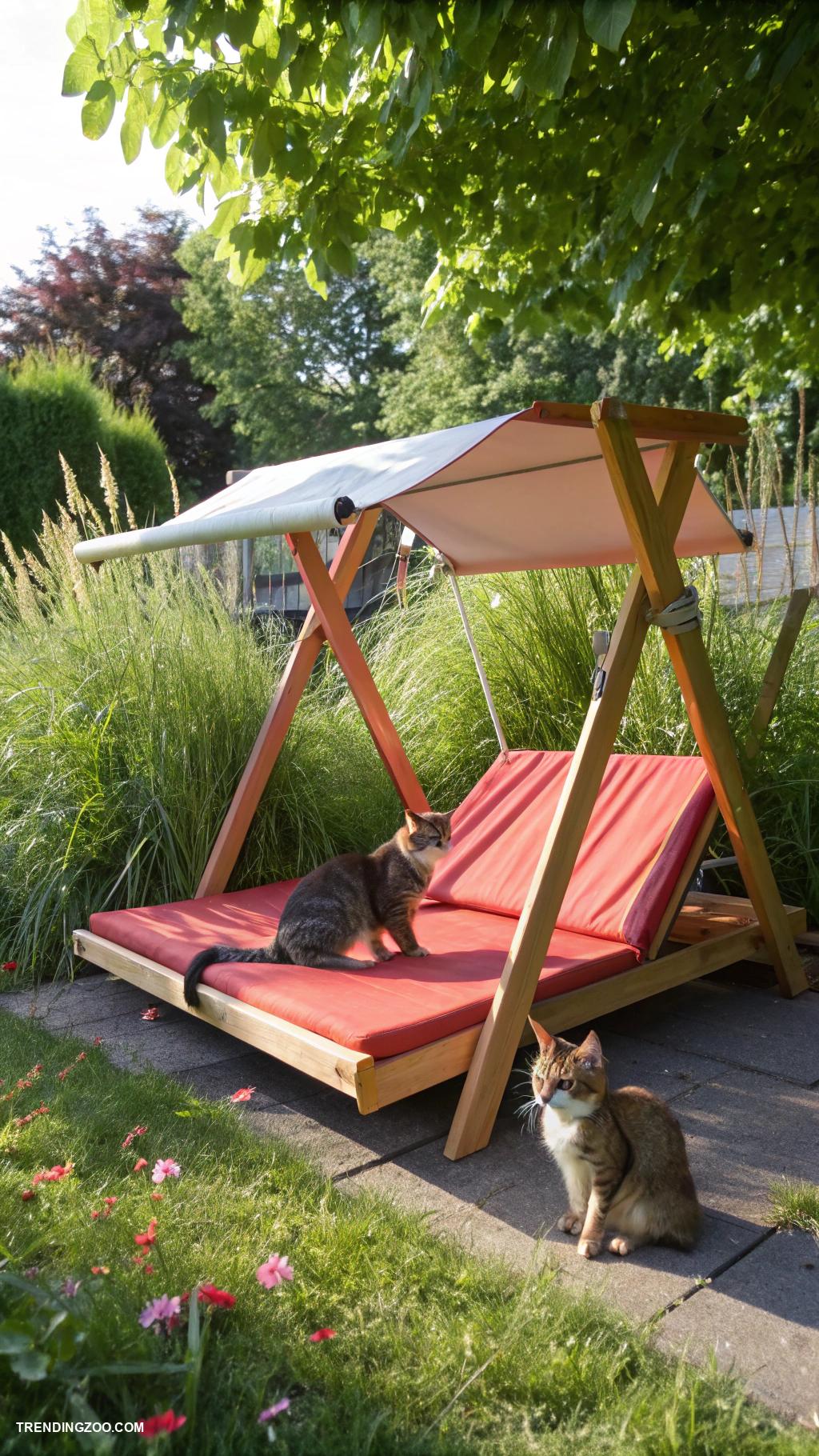 outdoor cat playground ideas Portable sunbathing platforms for warm days