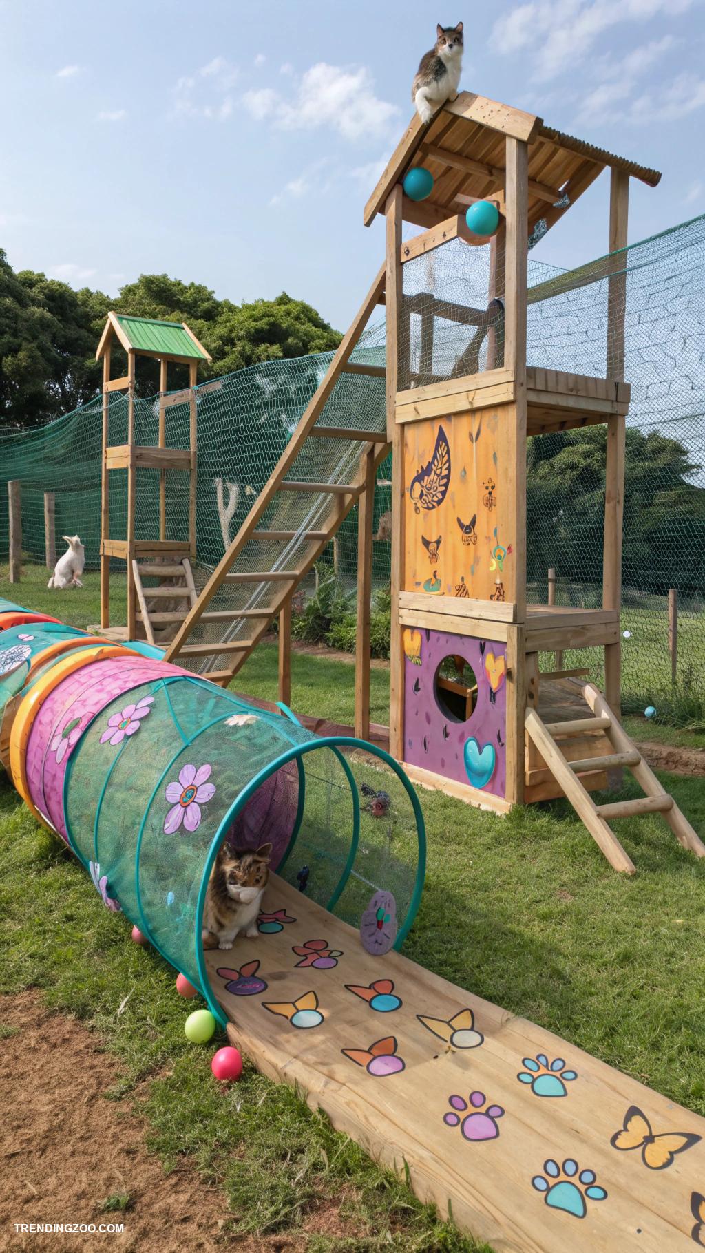 outdoor cat playground ideas Themed obstacle course for active play